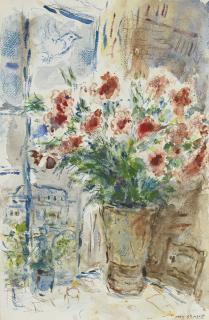 Marc Chagall - Bouquet Rouge Au Quai D\'Anjou