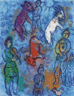 Marc Chagall - Clown, violoniste et ânes
