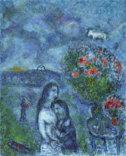 Marc Chagall - Confidence dans le paysage bleu