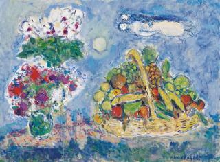 Marc Chagall - Corbeille de fruits aux amoureux