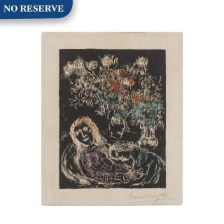 Marc Chagall - Couple Against a Black Background II (M. 707)