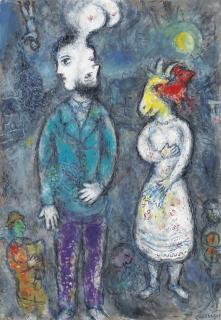 Marc Chagall - Couple au double-profil