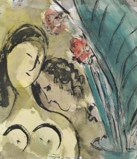 Marc Chagall - Couple Aux Amaryllis