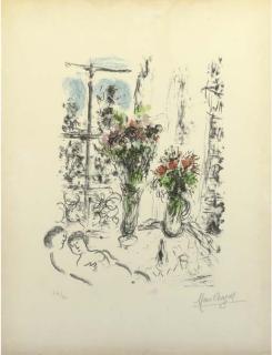 Marc Chagall - Couple Aux Deux Bouquets (Mourlot 910)