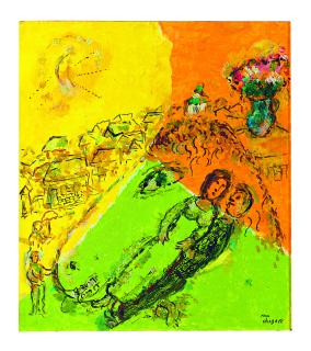 Marc Chagall - Couple dans le profil d\'âne