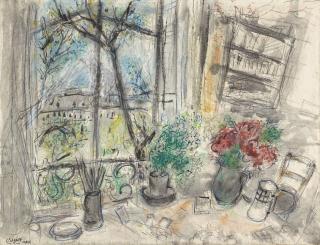 Marc Chagall - Devant la fenêtre du Quai d\'Anjou