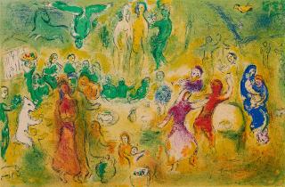 Marc Chagall - Festin nuptial das la Grotte des Nymphes (Aus: Daphnis et Chloé).