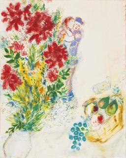 Marc Chagall - Fleurs Et Amants