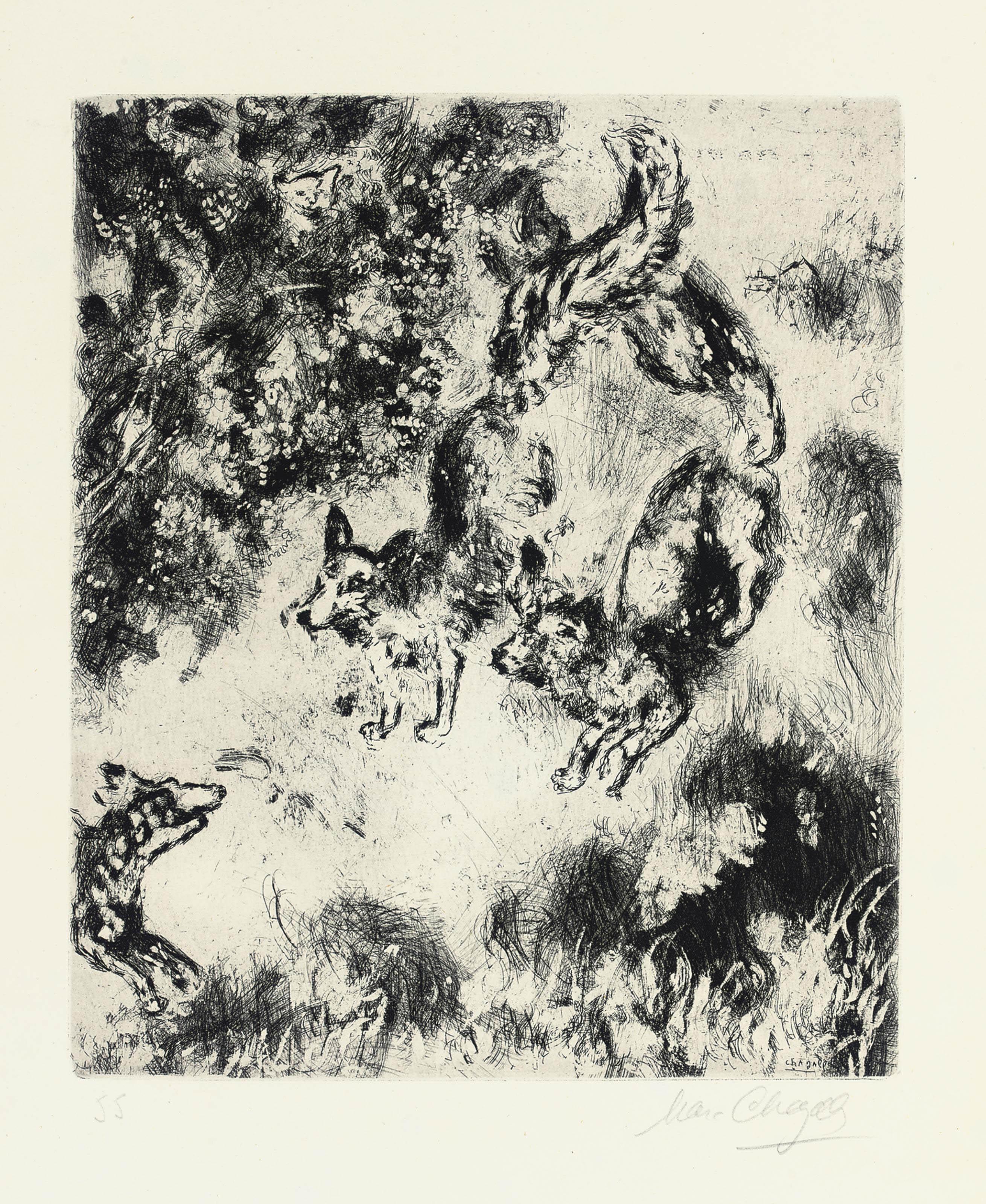 Marc Chagall - Four plates from: Jean de la Fontaine, Fables (cf. Cramer book 22)