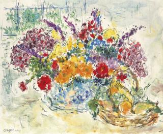 Marc Chagall - Fruits et fleurs à l\'atelier