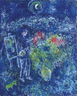 Marc Chagall - Le bouquet dans la nuit