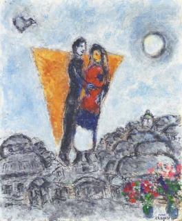 Marc Chagall - Les amoureux au bouquet de fleurs
