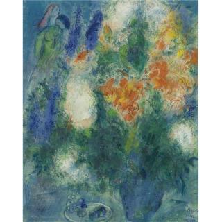 Marc Chagall - Les Amoureux Au Bouquet