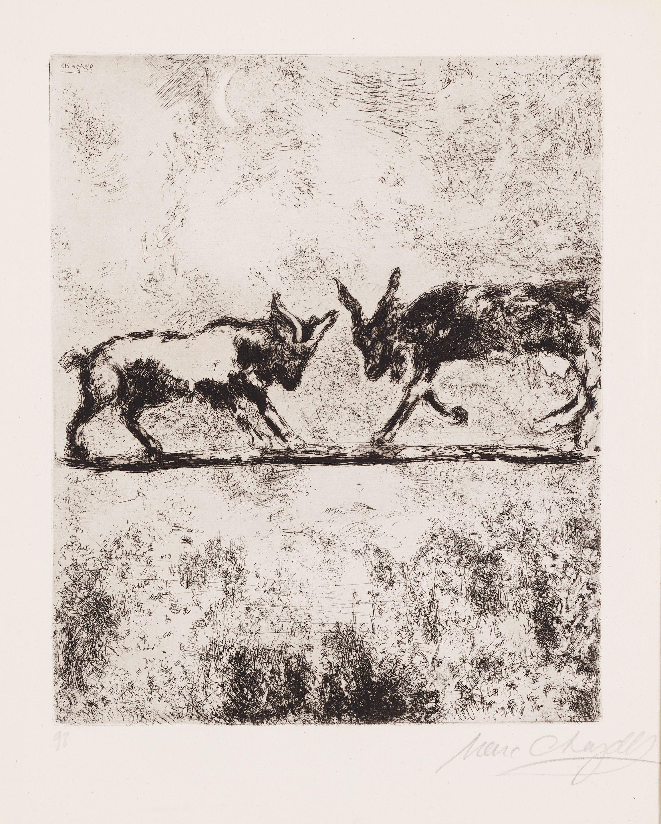 Marc Chagall - Les deux chèvres, pl. 98, Les Fables de la Fontaine