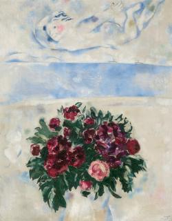 Marc Chagall - L\'esprit des roses (Au-dessus des fleurs)