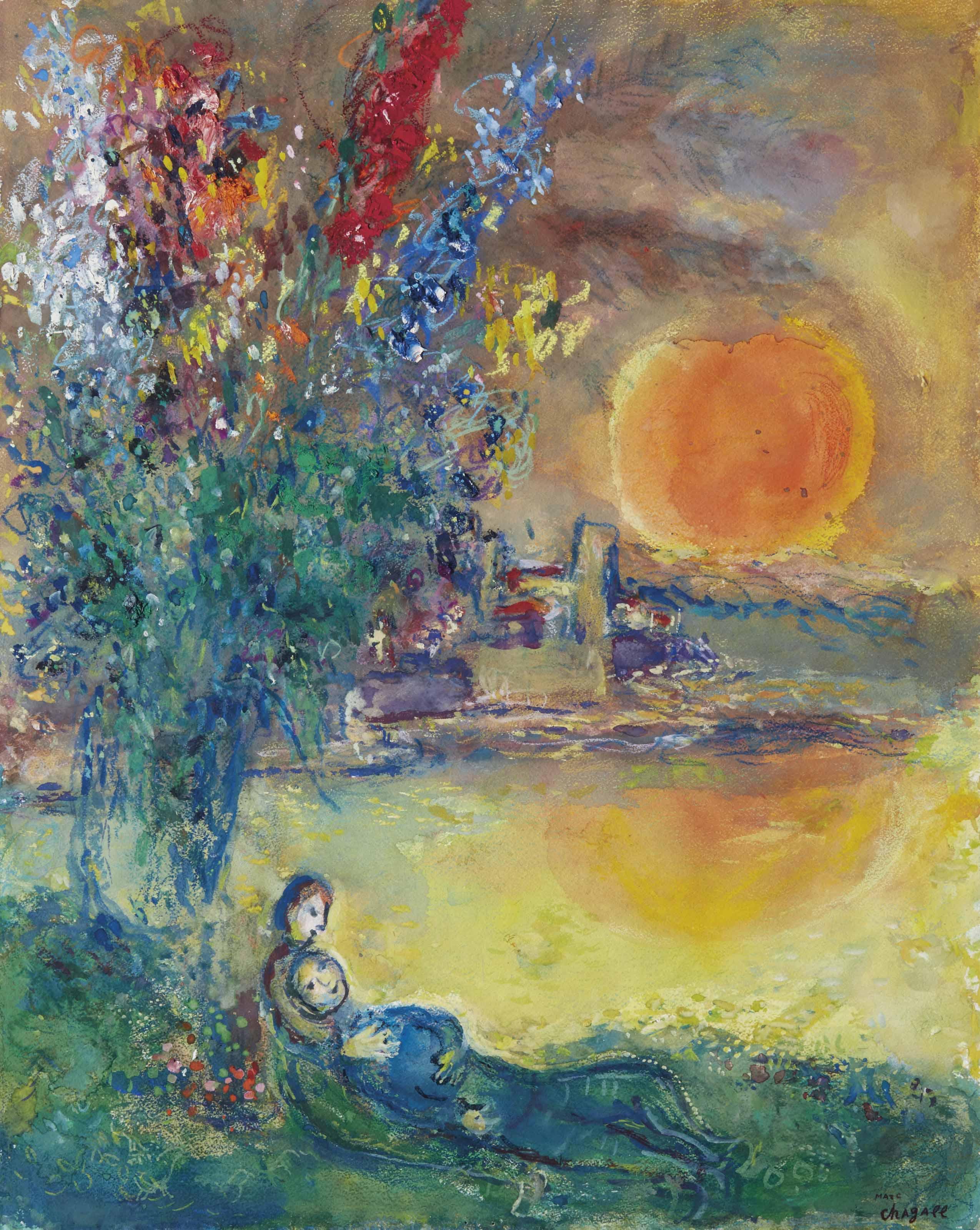Marc Chagall - Lune rousse au Cap d\'Antibes