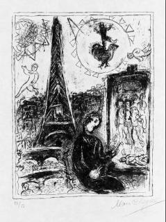 Marc Chagall - Painter at the Eiffel Tower (M. 949)
