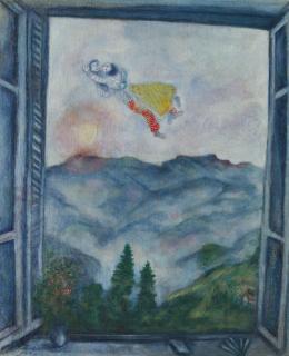 Marc Chagall - Paysage à Peyra-Cava ou Les amoureux à Peyra-Cava