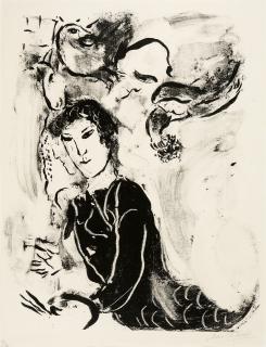 Marc Chagall - Selbstporträt in schwarzer Jacke.