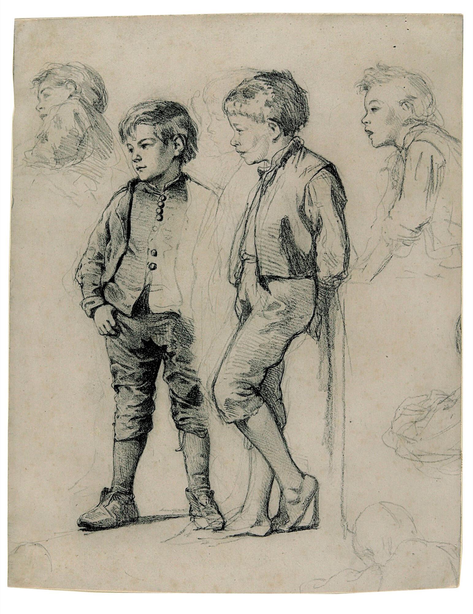 Marc Louis Benjamin Vautier - Zwei Bauernknaben (Studie für das Bild „Der Vetter“).