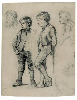 Marc Louis Benjamin Vautier - Zwei Bauernknaben (Studie für das Bild „Der Vetter“).