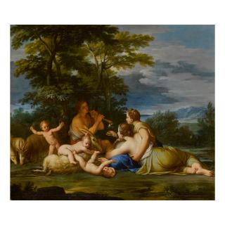 Marcantonio Franceschini - Goatherd Playing His Pipe With Three Boys Playing And Two Girls Listening