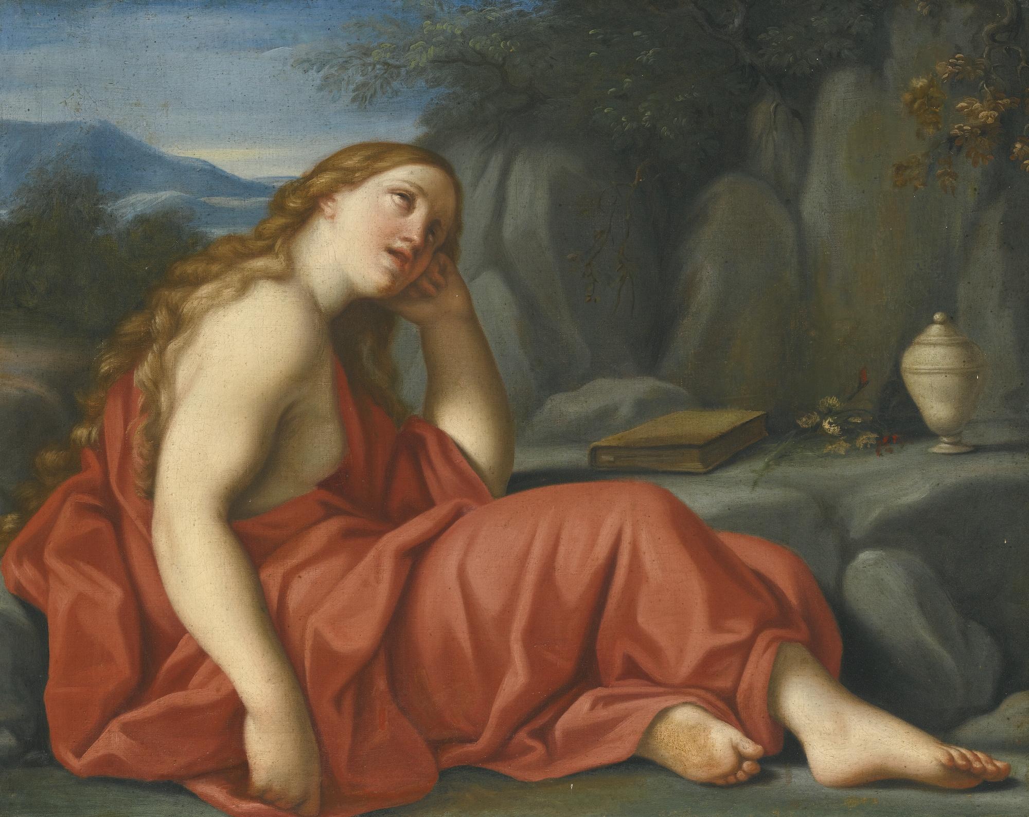 Marcantonio Franceschini - The Penitent Mary Magdalen Lying Outside A Grotto