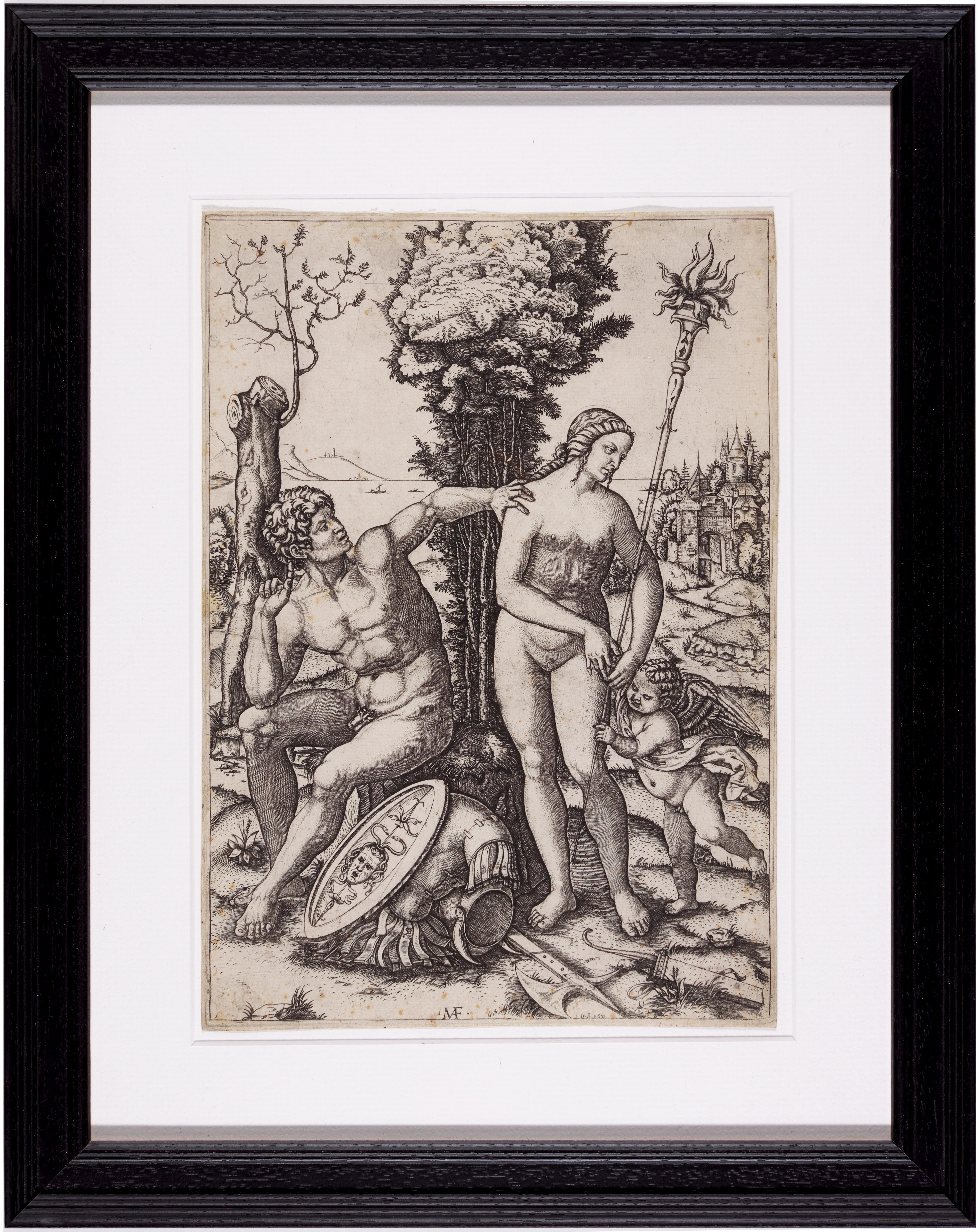 Marcantonio Raimondi - Mars, Venus, and Eros (after Andrea Mantegna) (Bartsch 345)
