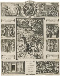Marcantonio Raimondi - Neptune calming the Tempest which Aeolus raised against Aeneas Fleet (\'Quos Ego\')