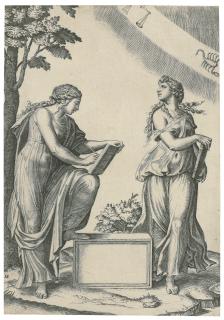 Marcantonio Raimondi - Two Women with the Zodiac