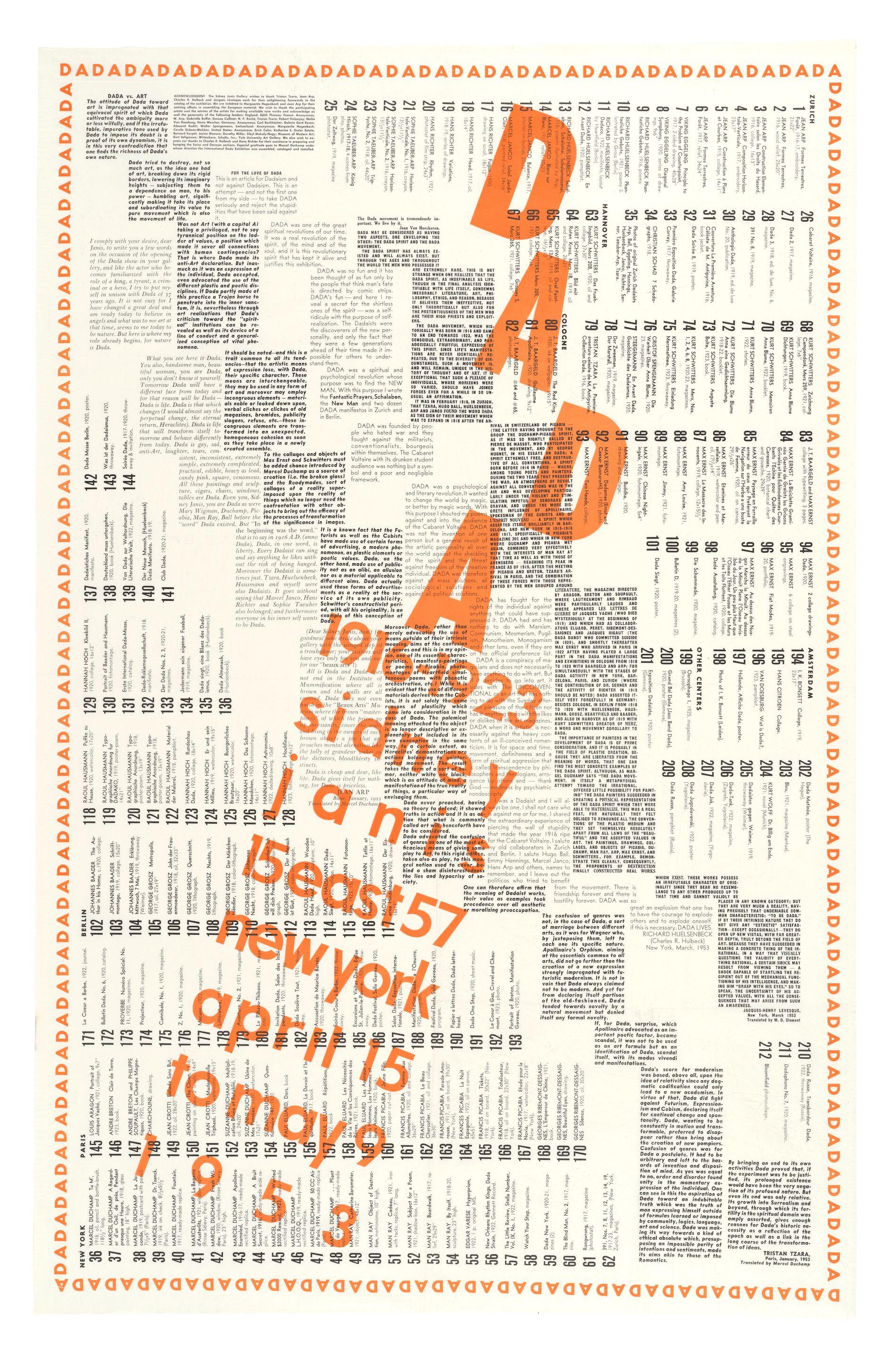 Marcel Duchamp - Dada 1916-1923, Sidney Janis, April 15 to May 9, 1953