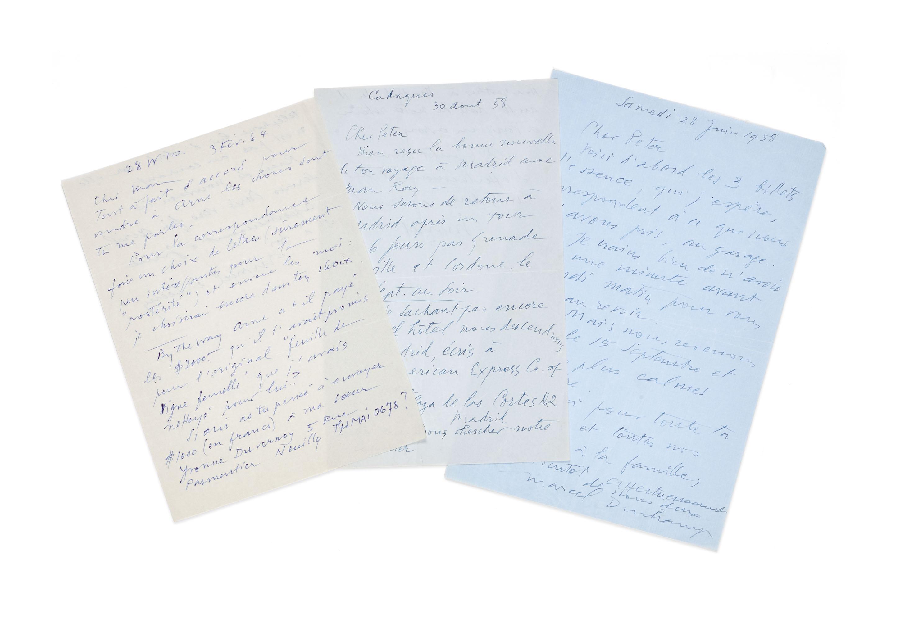 Marcel Duchamp - - Lettre Autographe Signée À Man Ray, [New York], 28 W. 10, Le 3 Février 1964. 1P. ½ In-8 (200 X 150 Mm), Au Stylo Bille Bleu.