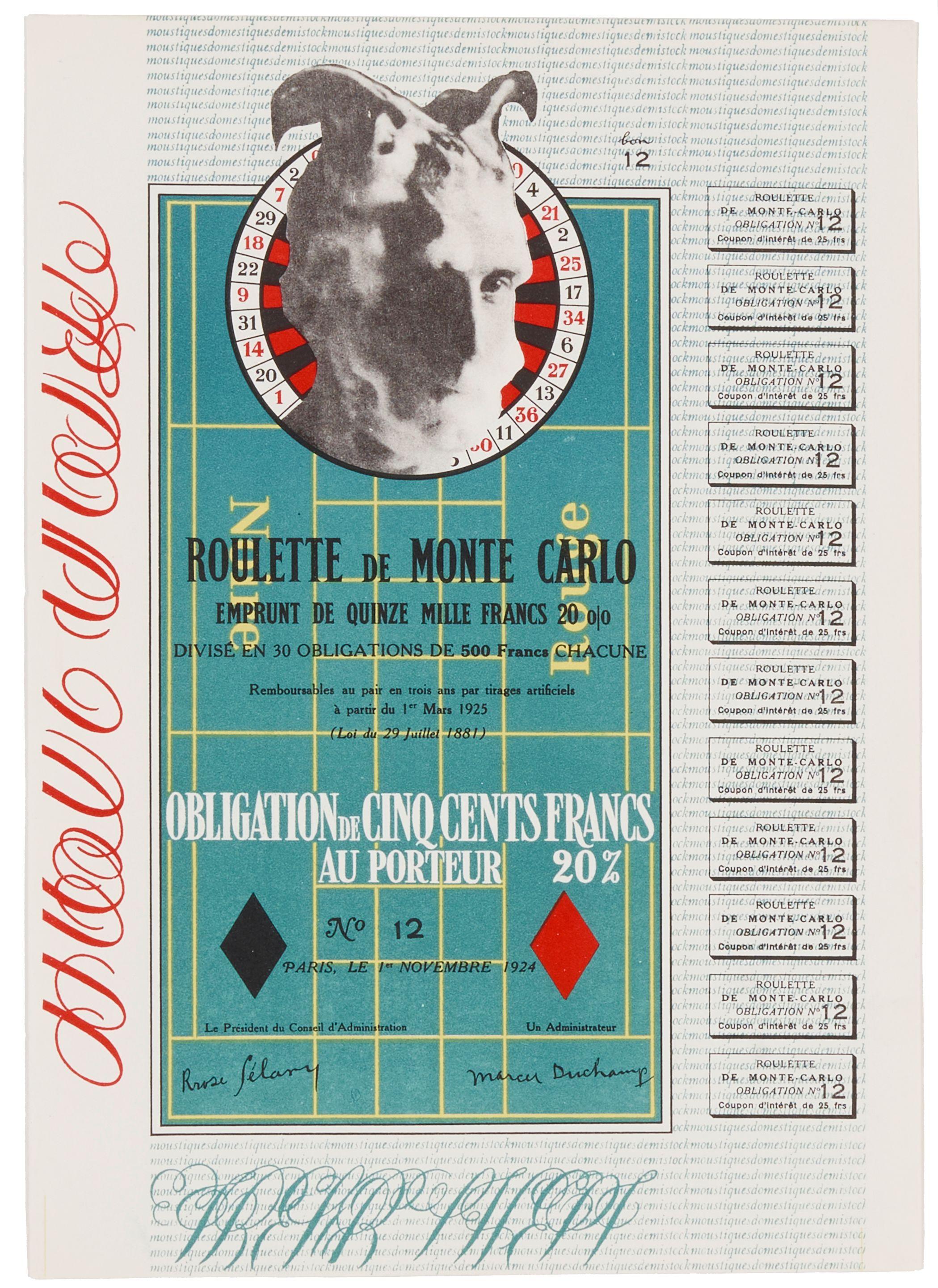 Marcel Duchamp - Obligations Pour La Roulette De Monte-Carlo