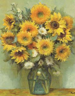 Marcel Dyf - Bouquet de tournesols