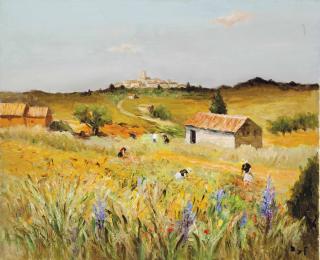 Marcel Dyf - Cueillette des fleurs près de St Paul de Vence