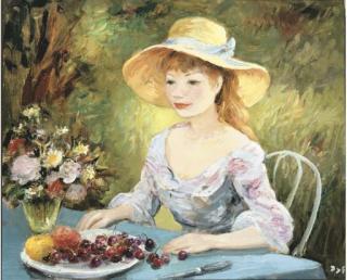 Marcel Dyf - Jeune femme avec cerises