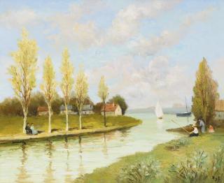 Marcel Dyf - Pêcheurs En Rivière (Le Serein En Bourgogne)