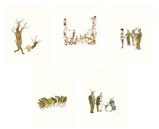 Marcel Dzama - Untitled (5 Works)