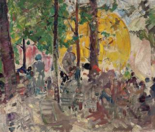 Marcel Jefferys - A terrace in a park