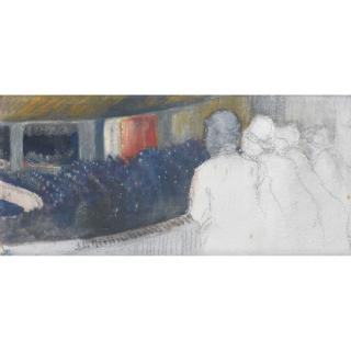 Marcel Jefferys - Les Loges Le Théâtremarcel Jefferys ; The Box , The Theater  ; One Monogrammed Lower Left, The Other One Monogrammed Lower Right ; Watercolour  And Charcoal