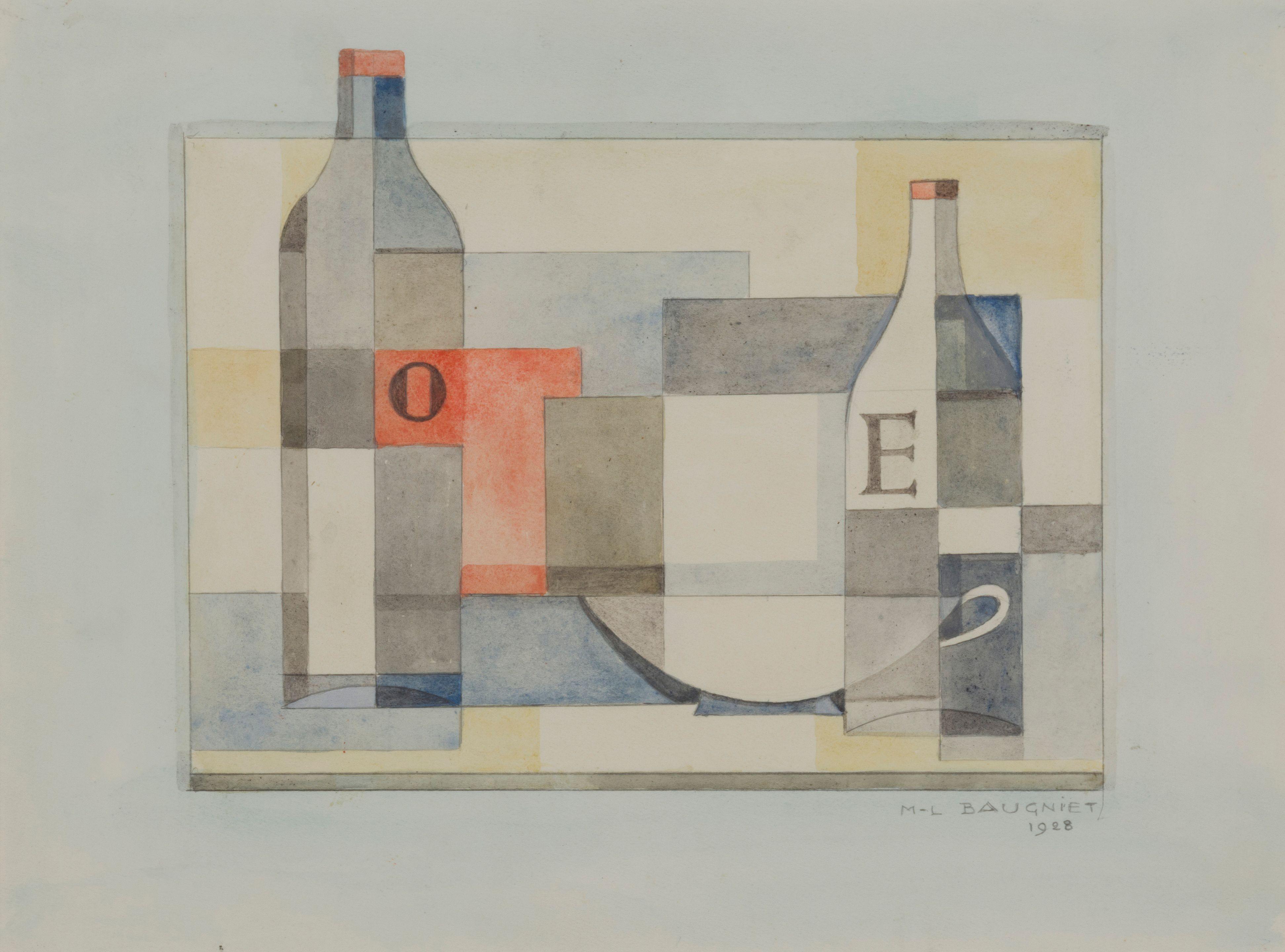 Marcel-Louis Baugniet - Nature morte cubiste aux lettres O & E