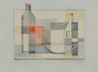 Marcel-Louis Baugniet - Nature morte cubiste aux lettres O & E