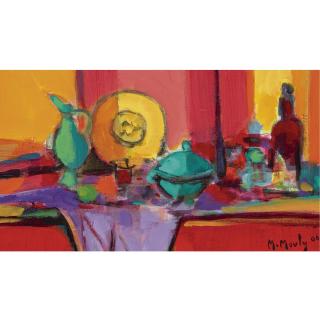 Marcel Mouly - Soupière Verte Et Plat Jeune