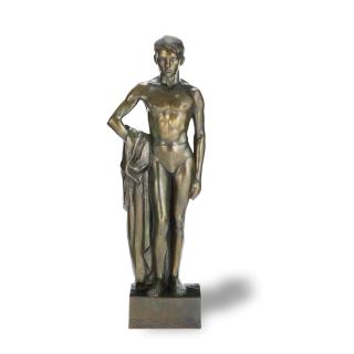 Marcel Renard - A rare \'documentary studio cast\' bronze figure of \'Daniel bathing\' dated 1923