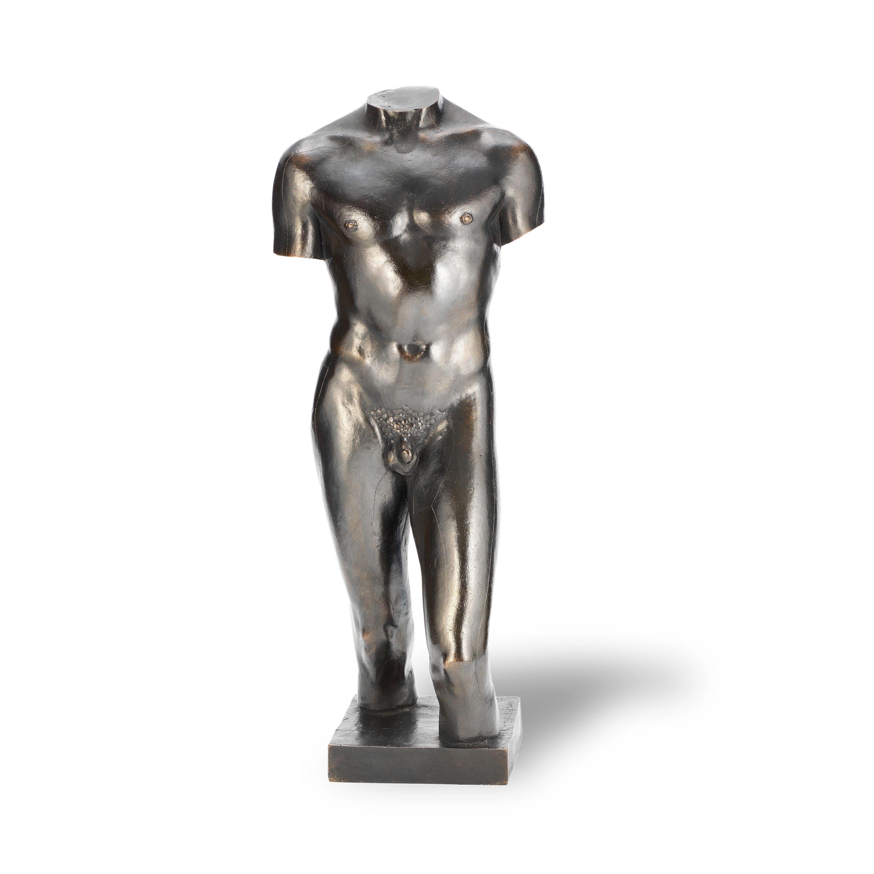 Marcel Renard - A rare \'documentary studio cast\' bronze model of a male torso