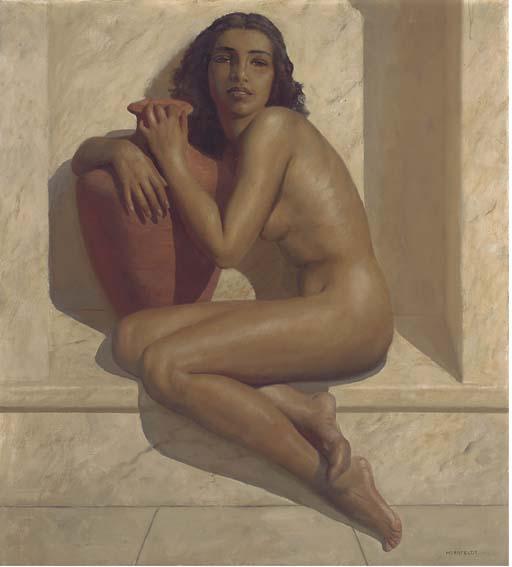 Marcel Renée Herrfeldt - A Young Beauty Clasping An Urn