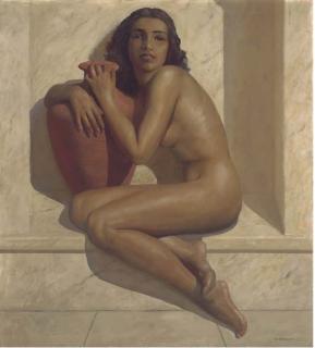 Marcel Renée Herrfeldt - A Young Beauty Clasping An Urn