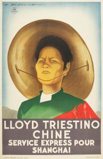 Marcello Dudovich - Lloyd Triestino Chine, Service Express Pour Shanghai