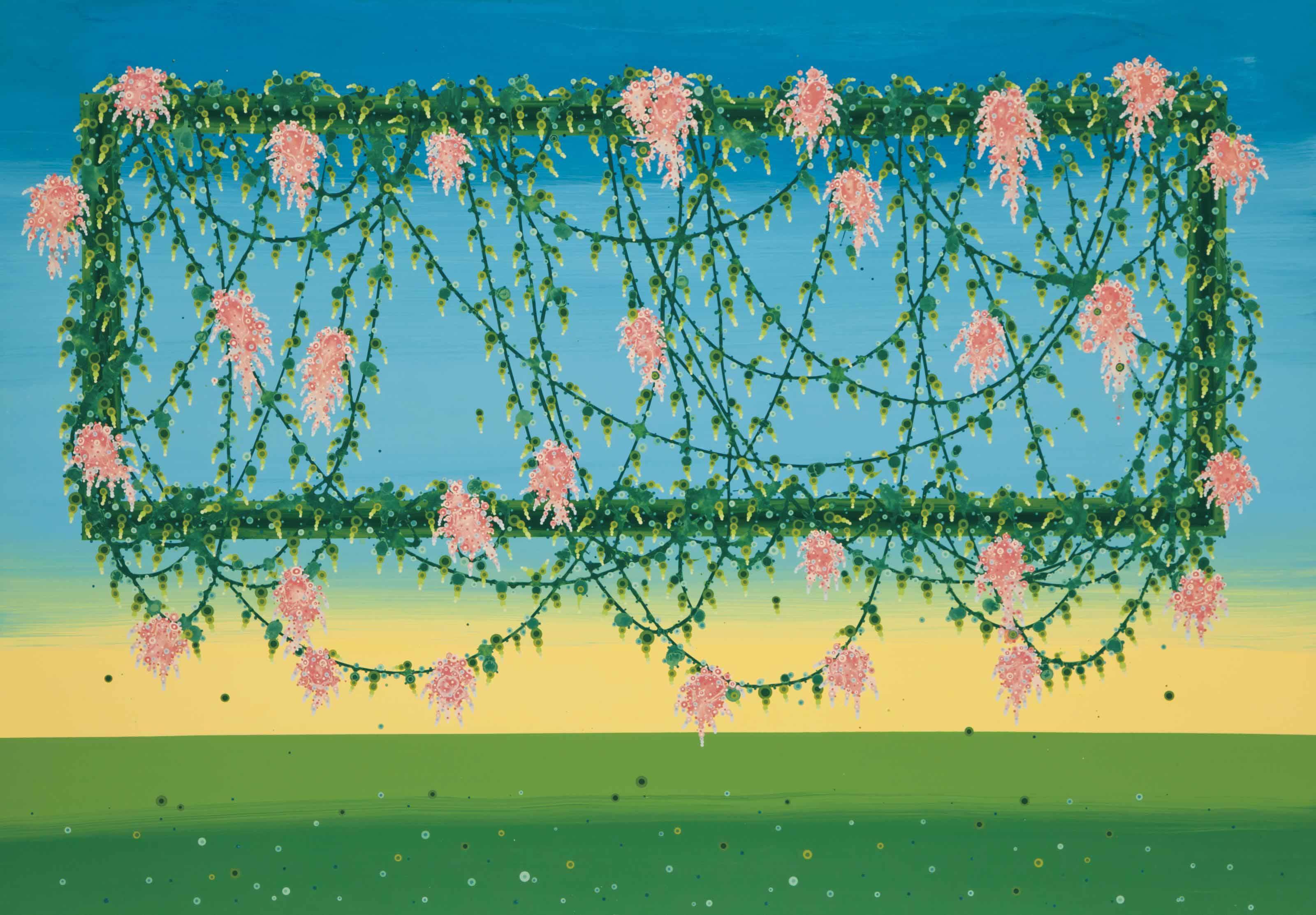 Marcelo Pombo - Rectangulo con flores y guirnaldas