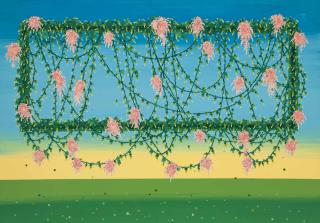 Marcelo Pombo - Rectangulo con flores y guirnaldas